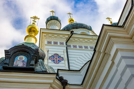 FOROS, CRIMEA - SEP. 2014: Church of the Resurrection of Christ on the Red Rock, Forosのeditorial素材