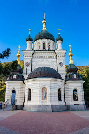 FOROS, CRIMEA - SEP. 2014: Church of the Resurrection of Christ on the Red Rock, Forosのeditorial素材