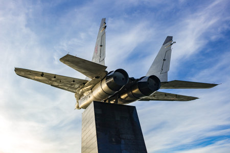 Obninsk, Russia - June 2016: Monument to MiG-29 on the pedestalのeditorial素材