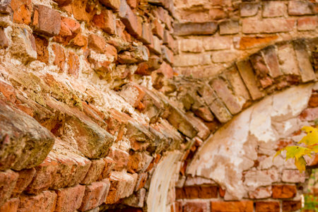 Ruins of a manor house of the 18th century close-up. Belkino Manor, Russiaの写真素材