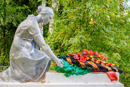 Trubino, Russia - August 2018: Memorial of the Great Patriotic War of 1941-1945 in the village of Trubino. Kaluzhskiy region, Zhukovsky districtのeditorial素材