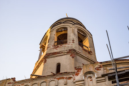 The Old Believer Cathedral of the Protection of the Holy Virgin in Borovsk, Russia.  View of the bell tower of the templeの写真素材