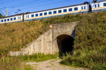 Old tunnel under the railwayの写真素材