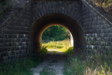 Old tunnel under the railwayの写真素材