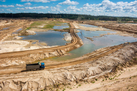 Sand quarry and Mining. Bolotskoe, Zhukovskiy district, Kaluzhskiy region, Russia
