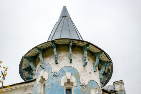 VOROBYOVO, RUSSIA - AUG. 2015: House of russian surgeon SP Fyodorov, in manor Vorobyovo 1898 - 1904. Architects - Lev Kekushev and G. Svenson. Kaluzhskaya oblast region, Russiaのeditorial素材