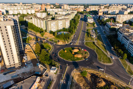Obninsk, city streets, aerial view of the city: Obninsk, Russia - July 2021のeditorial素材