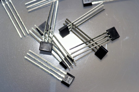 Detailed view of multiple 41F Hall sensors, vital electronic parts for electric motor-wheels and...
