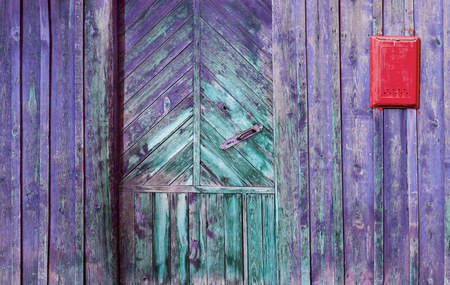 Green rustic wooden background or painted wood boards texture. Diagonal lines. Ornamentの写真素材