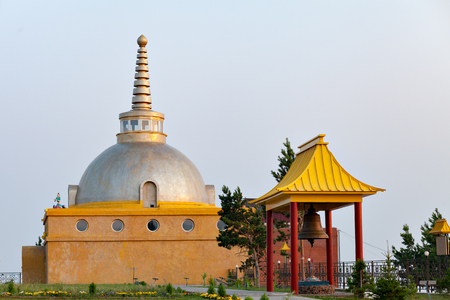 Attractions on site for a Buddhist temple. Datsan Rinpoche Bagsha on Bald Mountain in Ulan-Ude, Buryatia, Russia.の写真素材