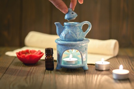 The oil warmer in the candlesの写真素材
