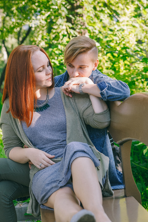 The alternative couple is about to kissの写真素材