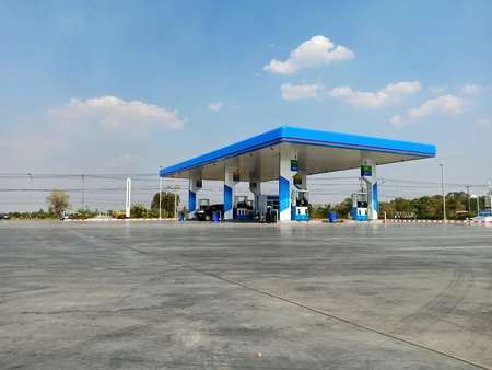Surin, Thailand-March 8, 2019 : PTT Gas Station Which is the most famous oil company in Thailand