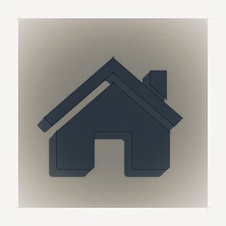 Small house icon symbol with roof chimneyの写真素材