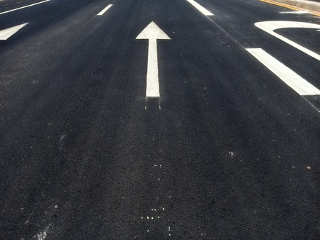 Road traffic paint on the asphalt surface And to ensure safetyの写真素材