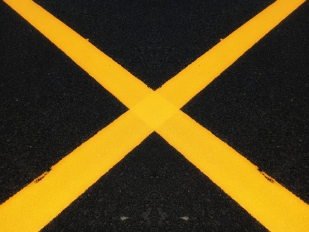 Road traffic paint on the asphalt surface And to ensure safety