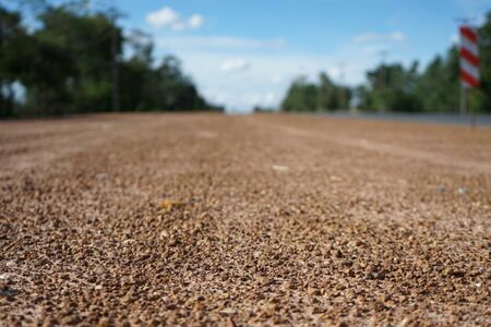 The road is under construction. Photograph Using a wide aperture value to blur the backgroundの写真素材