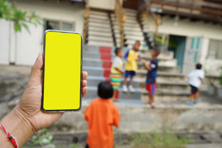 Mobile phones face blank For filling pictures or textの写真素材