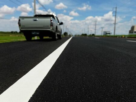 White traffic color line For the safety of travelin in thailand