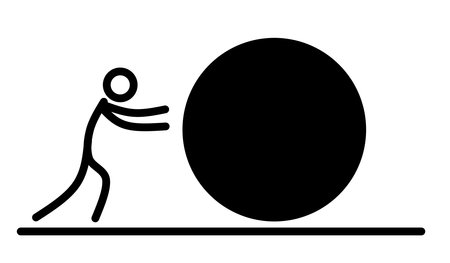 Push icon And fighting obstacles in workの写真素材