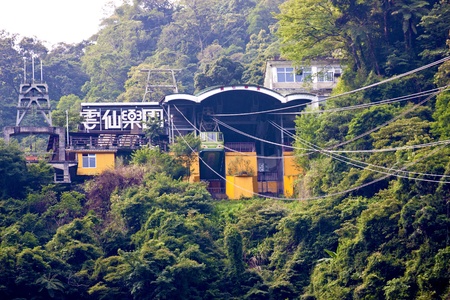Aerial cable car running in the forestのeditorial素材