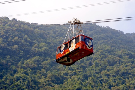 Aerial cable car running in the forestのeditorial素材