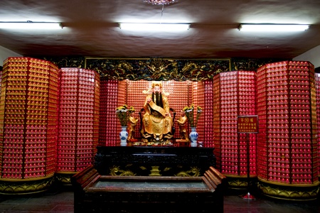 a statue of a chinese god in a temple in taipeiのeditorial素材