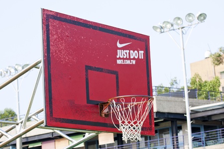 A perspective view of a basketball courtのeditorial素材