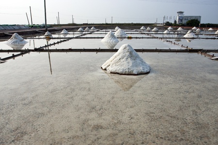 beautiful landscape of a summer with a salt farm in Tainanの写真素材