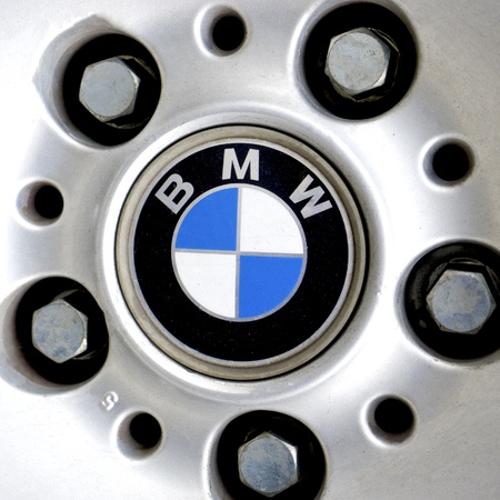 bmw sign on car with silver screwのeditorial素材