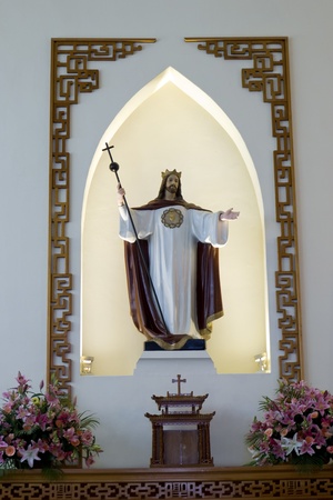 holy statue jesus christ inside a catholic churchの写真素材