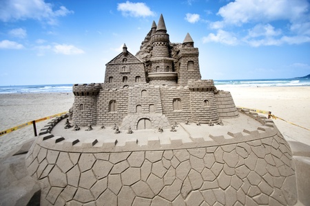 FULONG, TAIWAN-MAY 23,2012:a castle sand sculpture at Fulong beach for celebrating the Sand Sculpture Festival on May 23,2012 in Fulong,Taiwanのeditorial素材