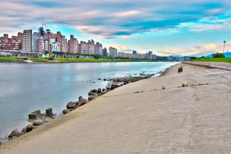 beautiful scenic of cityscape along river,the hdr imageの写真素材