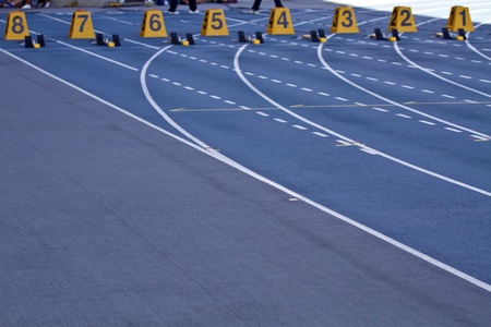 perspective of running track laneの写真素材