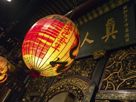 asia traditional religious lantern in bao an templeの写真素材