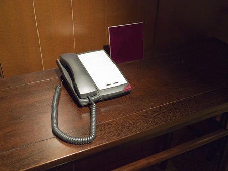 house telephone on tableの写真素材