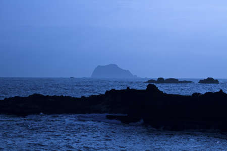 scenery of seacoast in twilight