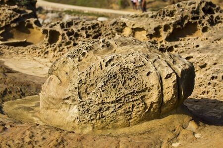 Geological formation of mushroom rock in Yehliu Geoparl in Taiwan