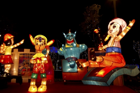 TAIPEI - FEBRUARY 22: novel Chinese lanterns light up celebrating LANTERN Festival, known as Yuanxiao Festival, on FEBRUARY 22, 2013 in TAIPEI, TAIWAN. It held annually in January of Lunar calendar.のeditorial素材