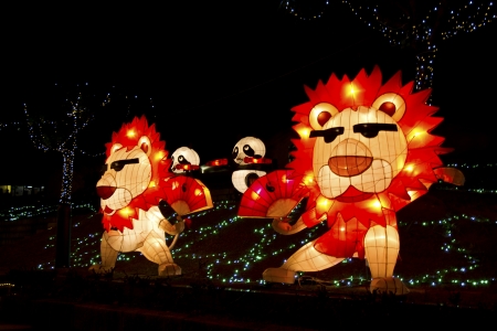 TAIPEI - FEBRUARY 22: novel Chinese lanterns light up celebrating LANTERN Festival, known as Yuanxiao Festival, on FEBRUARY 22, 2013 in TAIPEI, TAIWAN. It held annually in January of Lunar calendar.のeditorial素材