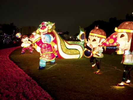 TAIPEI - MARCH 01: novel Chinese lanterns light up celebrating LANTERN Festival, known as Yuanxiao Festival, on MARCH 01, 2013 in TAIPEI, TAIWAN. It held annually in January of Lunar calendar.のeditorial素材