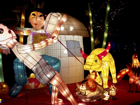 TAIPEI - MARCH 01: novel Chinese lanterns light up celebrating LANTERN Festival, known as Yuanxiao Festival, on MARCH 01, 2013 in TAIPEI, TAIWAN. It held annually in January of Lunar calendar.のeditorial素材
