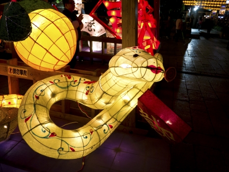 TAIPEI - March 10: novel Chinese lanterns light up celebrating LANTERN Festival, known as Yuanxiao Festival, on March 10, 2013 in TAIPEI, TAIWAN. It held annually in January of Lunar calendar.のeditorial素材