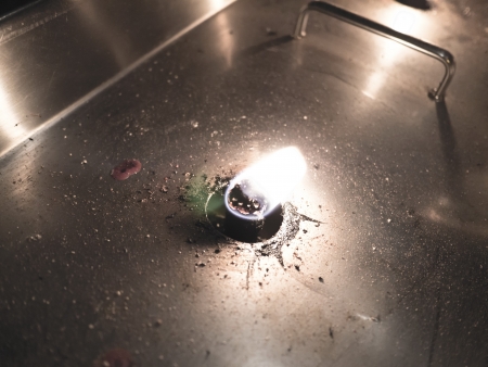 fire flame on metal backgroundの写真素材