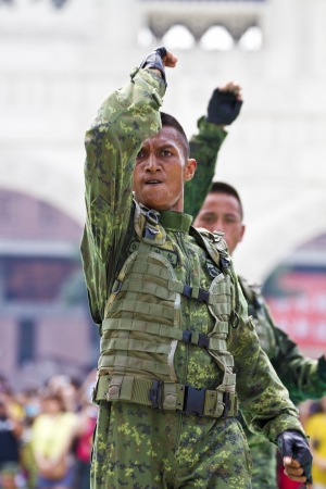 Taipei, TAIWAN-JUNE 16,2013:Taiwan's principal special operations force display in Discovery Channel program at CKS memorial Hall on JUNE 16,2013 in Taipei,Taiwanのeditorial素材