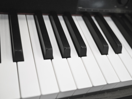 close up photo of piano keys, shallow depth of fieldの写真素材