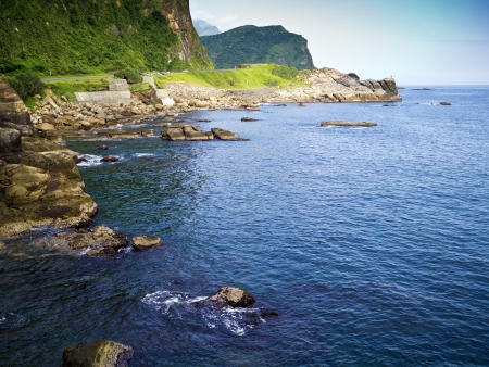 beautiful view of the pacific coastline along taiwan north eastの写真素材