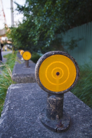 Reflector on the side of the roadの写真素材
