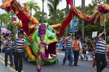 Taipei , Taiwan -October 19 : Unidentified Dream Carnival dancer -street parade during the event of...