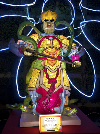 Taipei - February 13 : novel Chinese lanterns light up celebrating Lantern Festival, known as Yuanxiao Festival, on February 13, 2014 in Taipei, Taiwan. It held annually in January of Lunar calendar.のeditorial素材